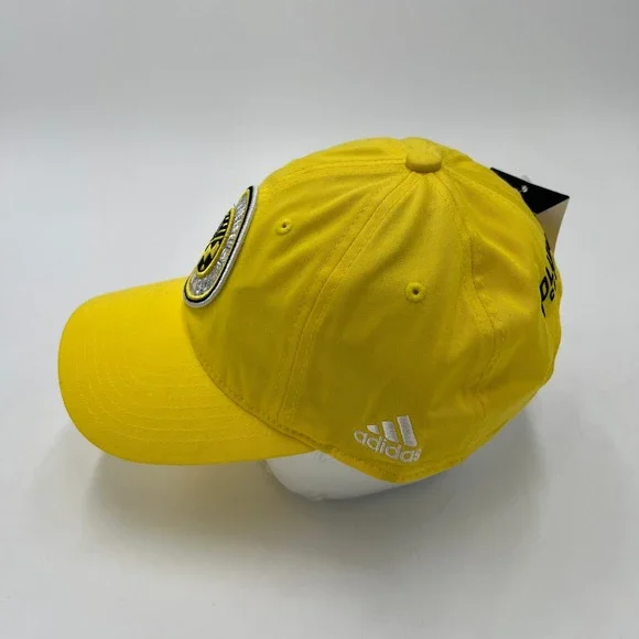 Adidas Columbus Crew SC MLS Soccer Hat Yellow Sequin Patch Strapback Dad Cap NEW - Picture 2 of 7